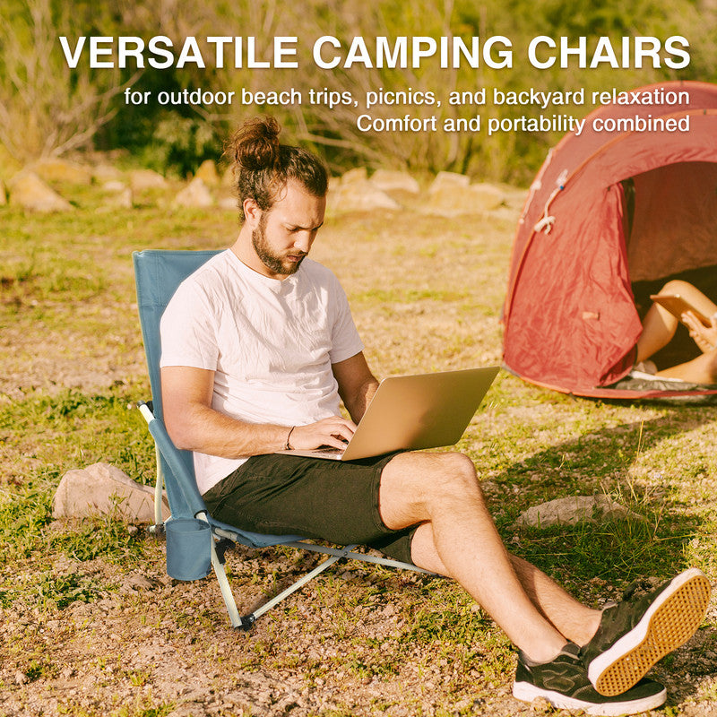 HOMECALL Klappstuhl Strandstuhl leicht – Campingstuhl mit Armlehnen & Tragetasche bis 120 kg belastbar, blau | B-Ware Sonderposten