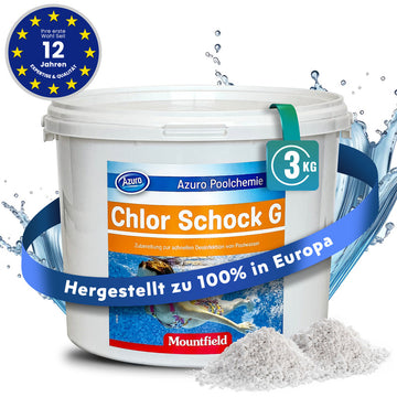 AZURO Chlor Schock Granulat 56 % – Schnelllösliches Pool Chlorgranulat zur Stoßchlorung 3 kg | Sonderposten