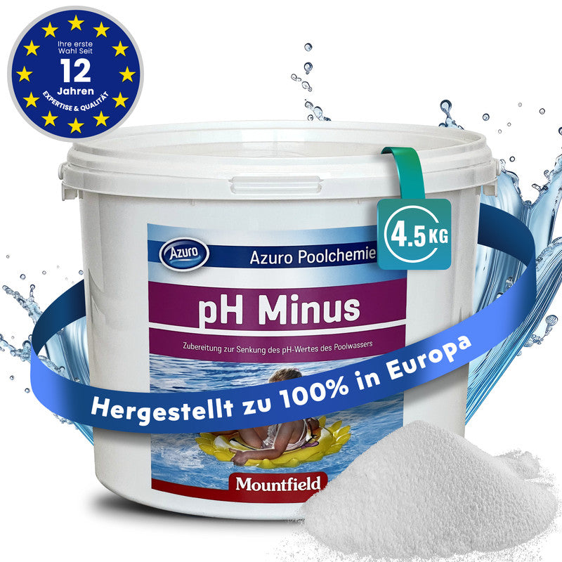 AZURO pH Minus Pool Granulat 4,5 kg – pH Senker für Pool & Whirlpool, schnell löslich | Sonderposten B-Ware