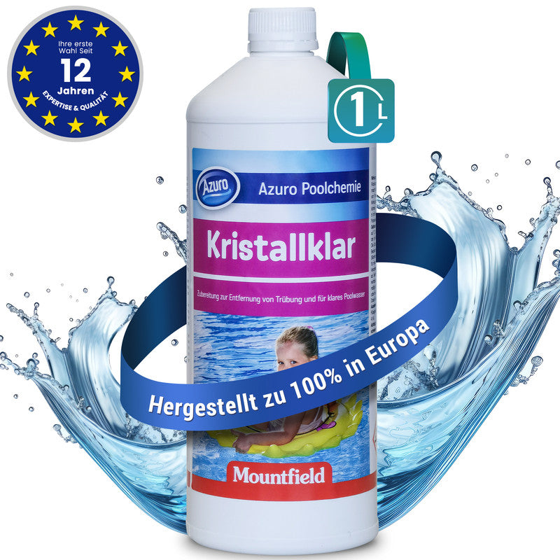 Azuro Kristallklar Pool Flockungsmittel – Wasserklärer für kristallklares Poolwasser, entfernt Trübungen & verbessert Filterleistung