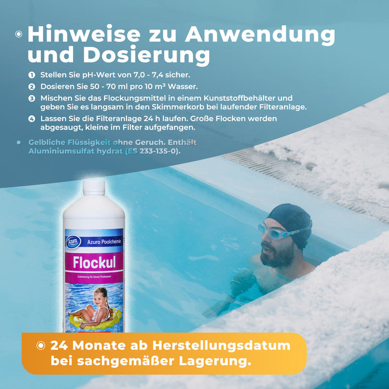 Azuro Flockungsmittel Pool – Wasserklärer gegen Trübungen für kristallklares Poolwasser