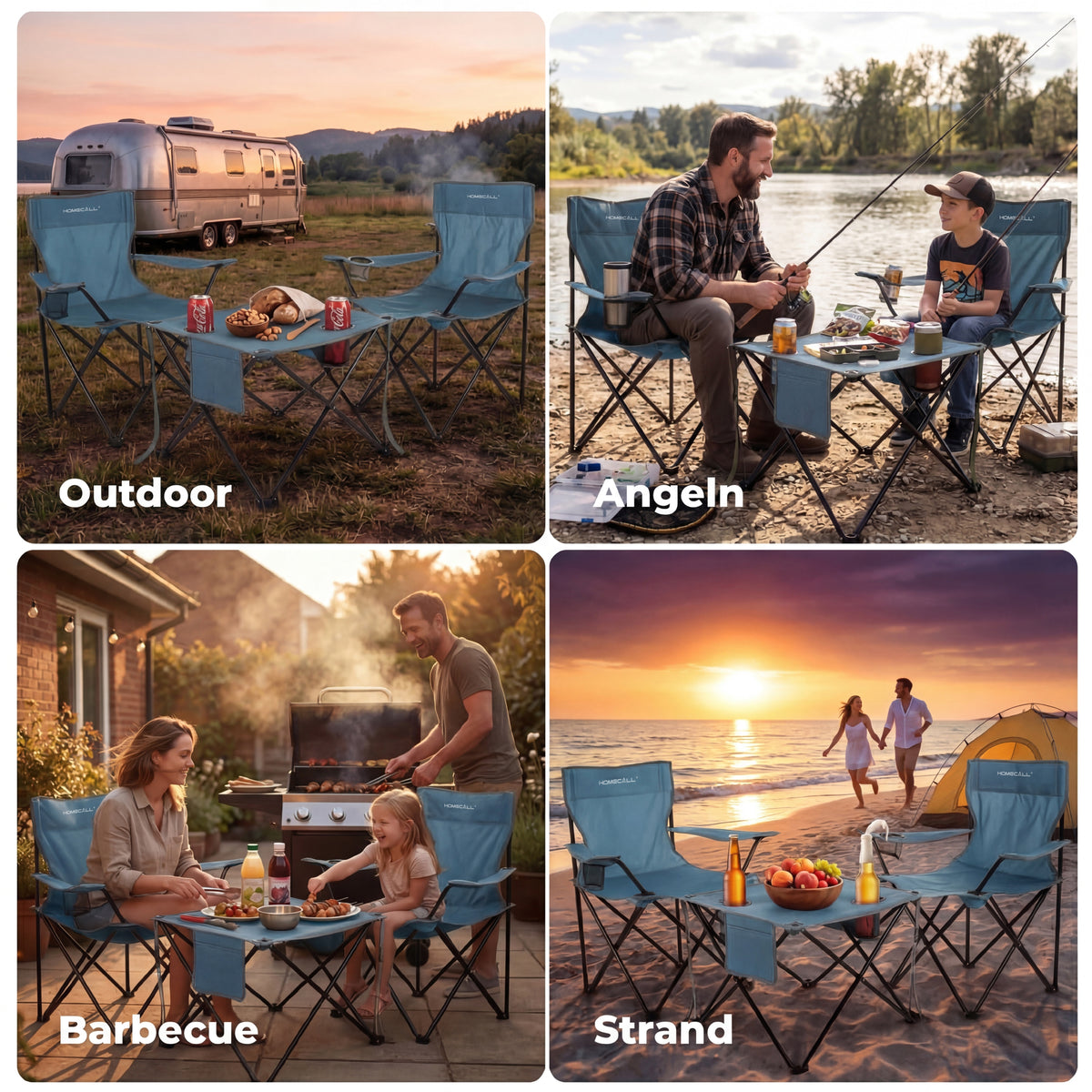Campingmöbel-Set faltbar – 2 Campingstühle und 1 Campingtisch, leicht – Home-Feeling GmbH