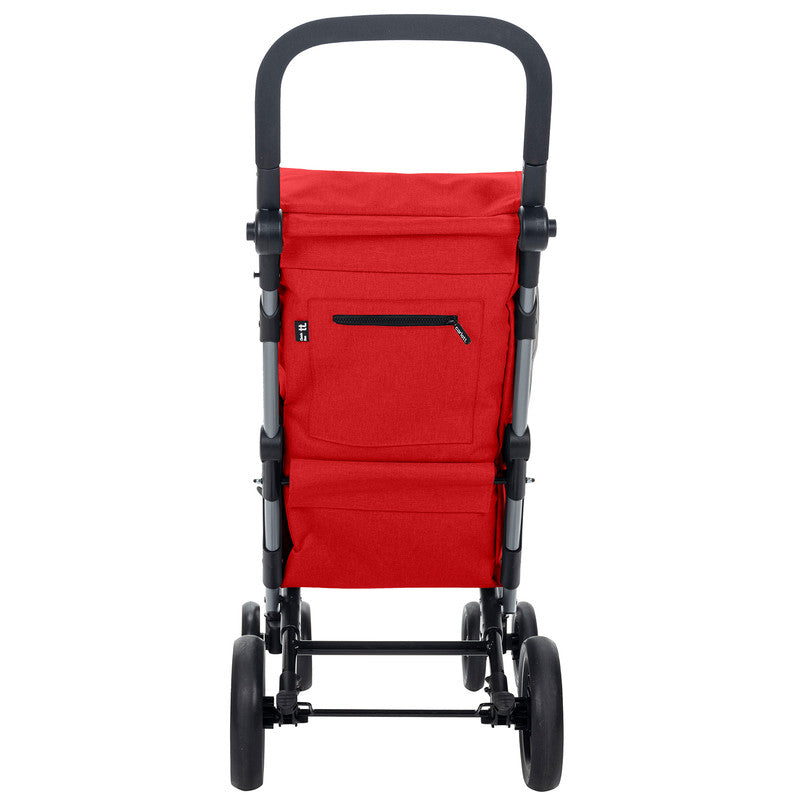 Einkaufstrolley klappbar 64 L mit Kühltasche – Einkaufswagen bis 25 kg belastbar Shopping Trolley rot