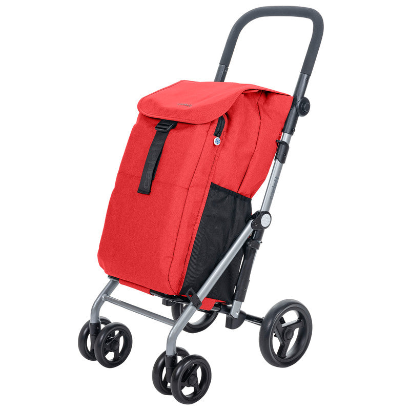 Einkaufstrolley klappbar 64 L mit Kühltasche – Einkaufswagen bis 25 kg belastbar Shopping Trolley rot