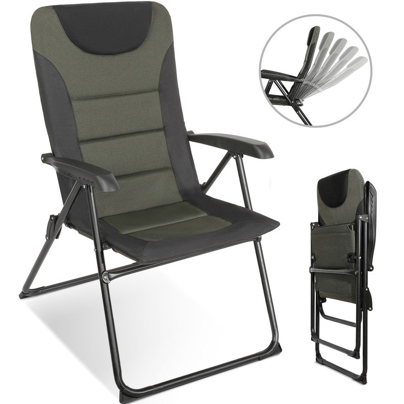 HOMECALL Campingstuhl Hochlehner klappbar Schwarz/Grün – gepolsterter – Home-Feeling GmbH