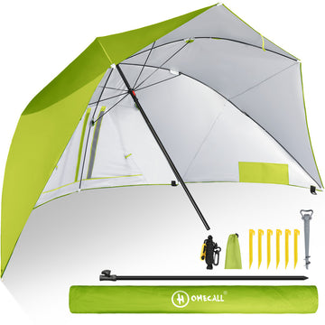HOMECALL Strandmuschel mit Sonnenschirm-Funktion – UV 50+ Windschutz & Strandschirm | B-Ware Sonderposten