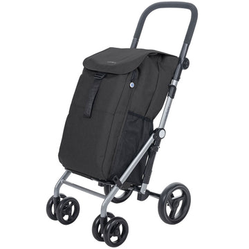 Einkaufstrolley klappbar 53 L mit Kühltasche – Einkaufswagen bis 25 kg belastbar faltbarer Shopping Trolley schwarz