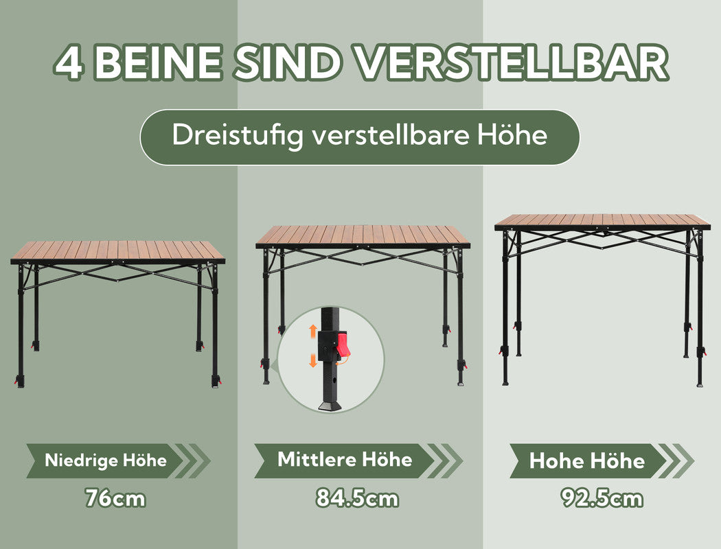 Höhenverstellbarer Campingtisch klappbar – Aluminium Gartentisch 120 × – Home-Feeling GmbH