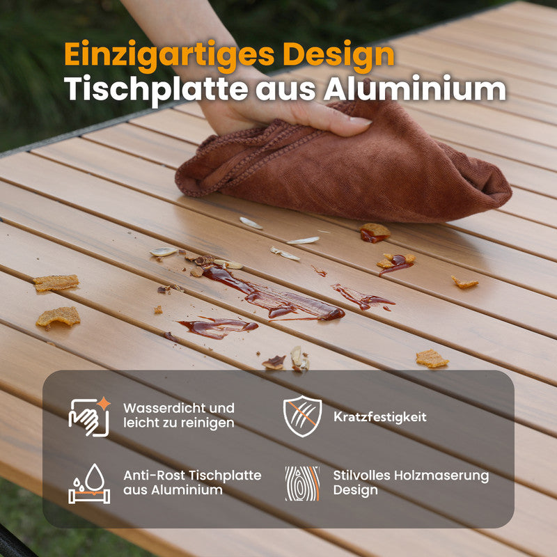 Campingtisch klappbar – Großer Aluminium Klapptisch für Garten, Balkon und Camping, bis 100 kg belastbar