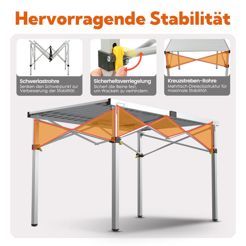 HOMECALL Klapptisch Campingtisch – Aluminium Gartentisch klappbar, 4–6 Personen, tragbar