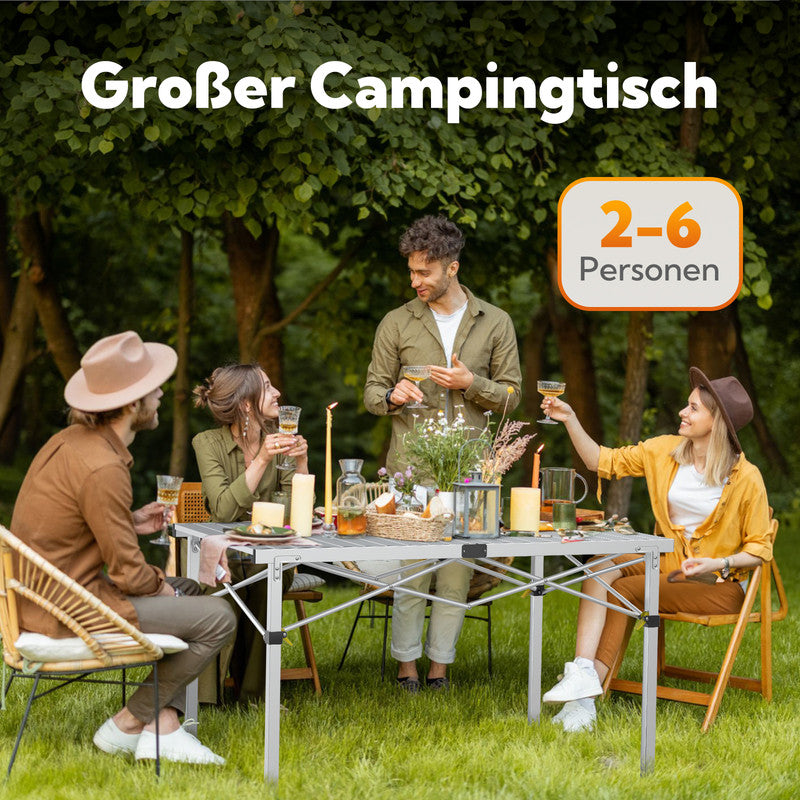 HOMECALL Klapptisch Campingtisch – Aluminium Gartentisch klappbar, 4–6 Personen, tragbar
