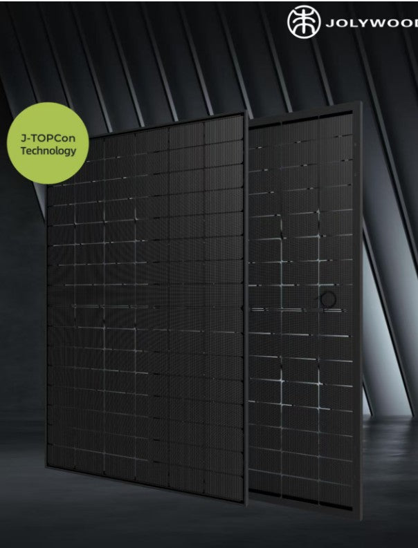 Jolywood JW-HD96N-R2 455W Solarmodul – bifaziales N-Typ Glas-Glas-Modul in Transparent Black