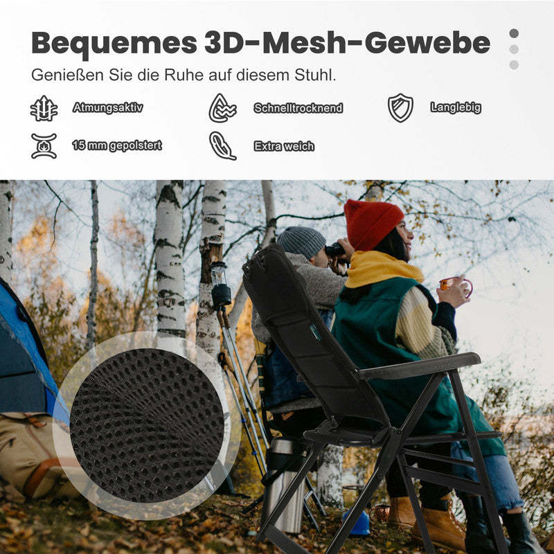 HOMECALL Campingstuhl Hochlehner klappbar – gepolsterter Gartenstuhl Alu bis 150 kg belastbar | B-Ware Sonderposten