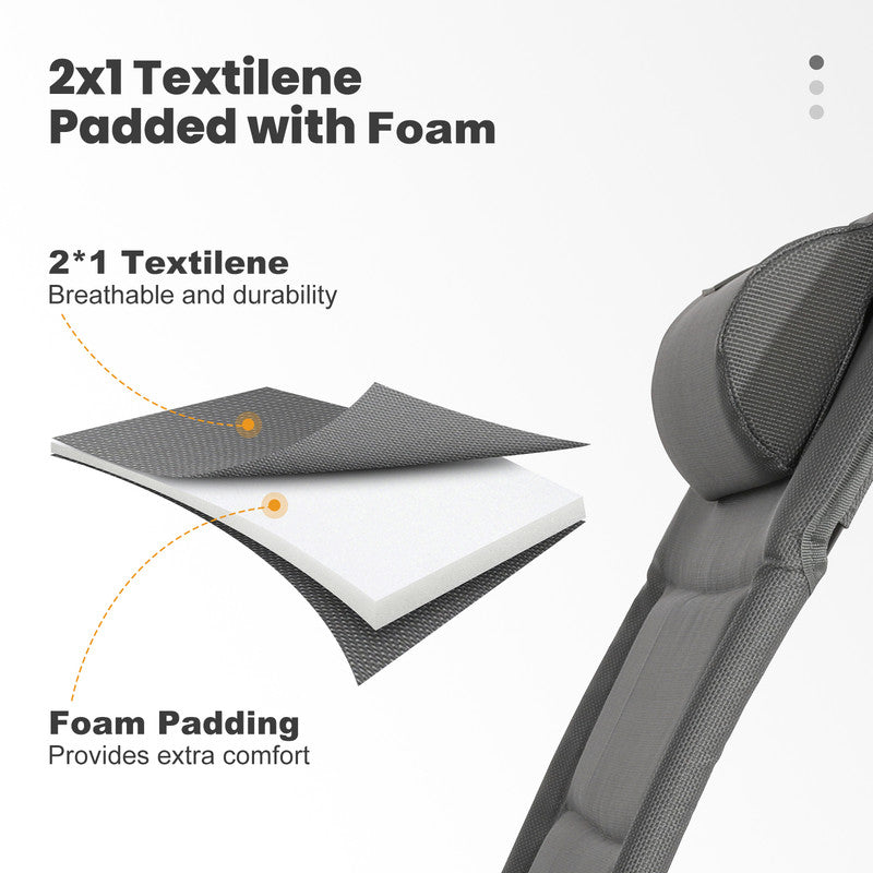 Campingstuhl Hochlehner klappbar – gepolsterter Gartenstuhl mit 5-fach verstellbarer Rückenlehne, , bis 150 kg belastbar - grau