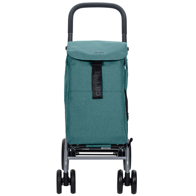 Einkaufstrolley klappbar 53 L mit Kühltasche – Einkaufswagen bis 25 kg belastbar faltbarer Shopping Trolley blau-grün