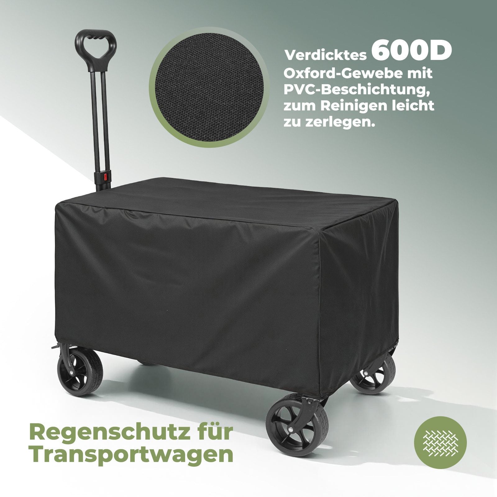 Faltbarer Bollerwagen Handwagen bis 150 kg – Strandwagen mit Dach, 120 L+ Volumen, Campingwagen mit Reflektorstreifen