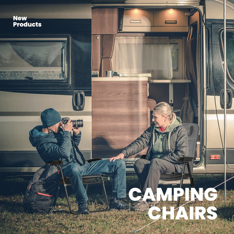 Campingstuhl Hochlehner klappbar – gepolsterter Gartenstuhl mit 5-fach verstellbarer Rückenlehne, , bis 150 kg belastbar - grau