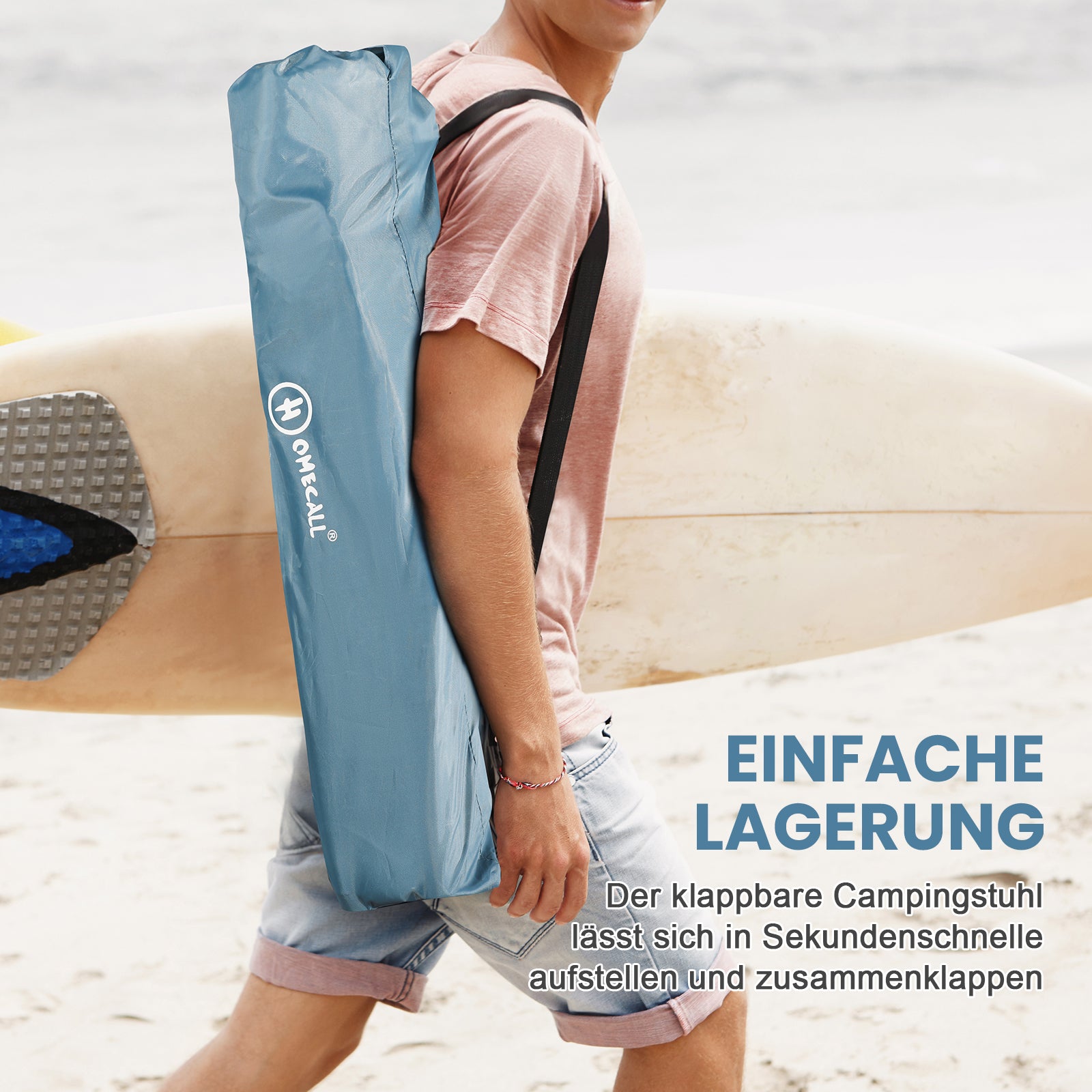 HOMECALL Klappstuhl Strandstuhl Campingstuhl – leicht faltbar bis 120 kg belastbar mit Tragetasche | B-Ware Sonderposten
