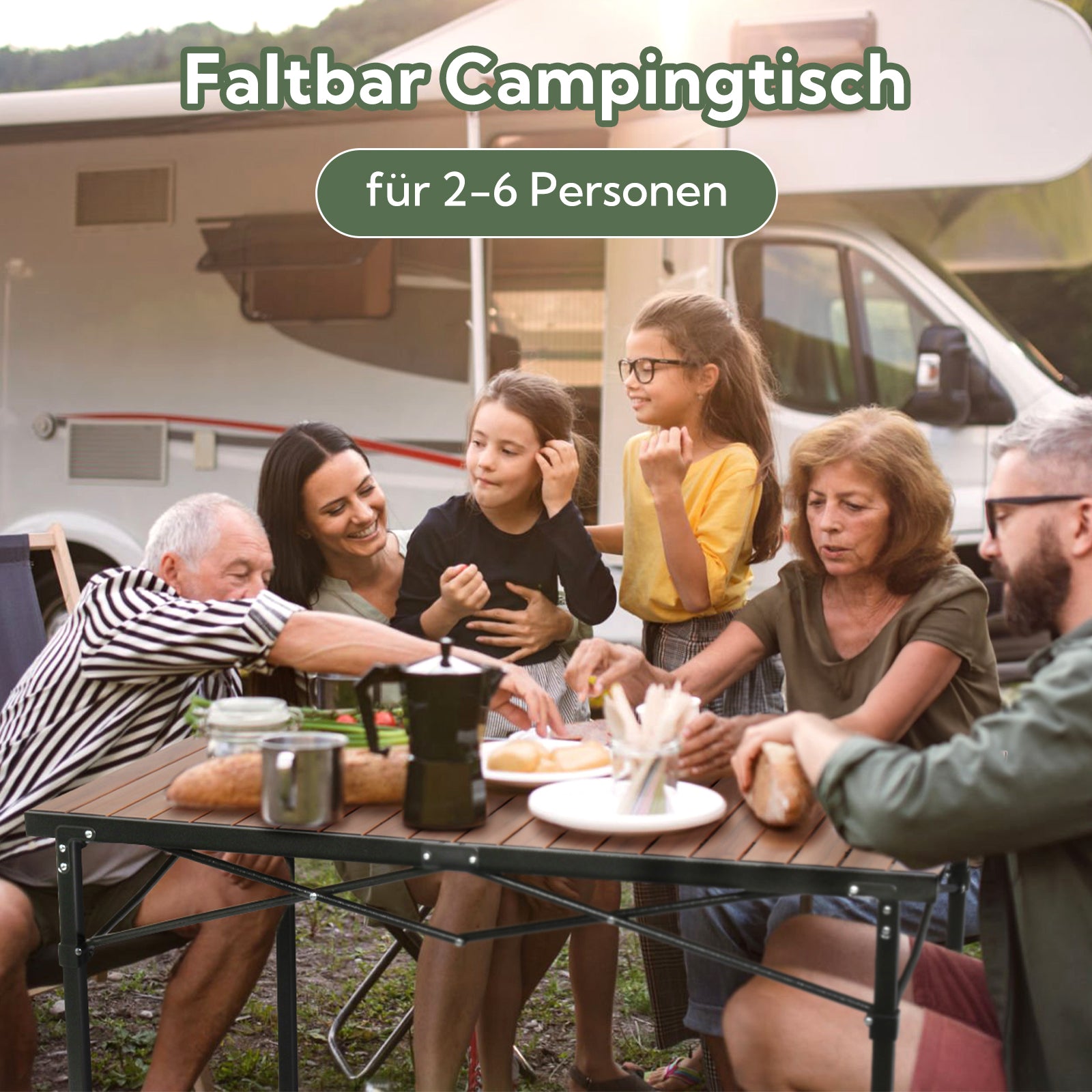 3-tlg. Gartenset Sitzgruppe – Klapptisch ca. 120x70 cm höhenverstellbar Holzoptik + 2 Hochlehner Beige