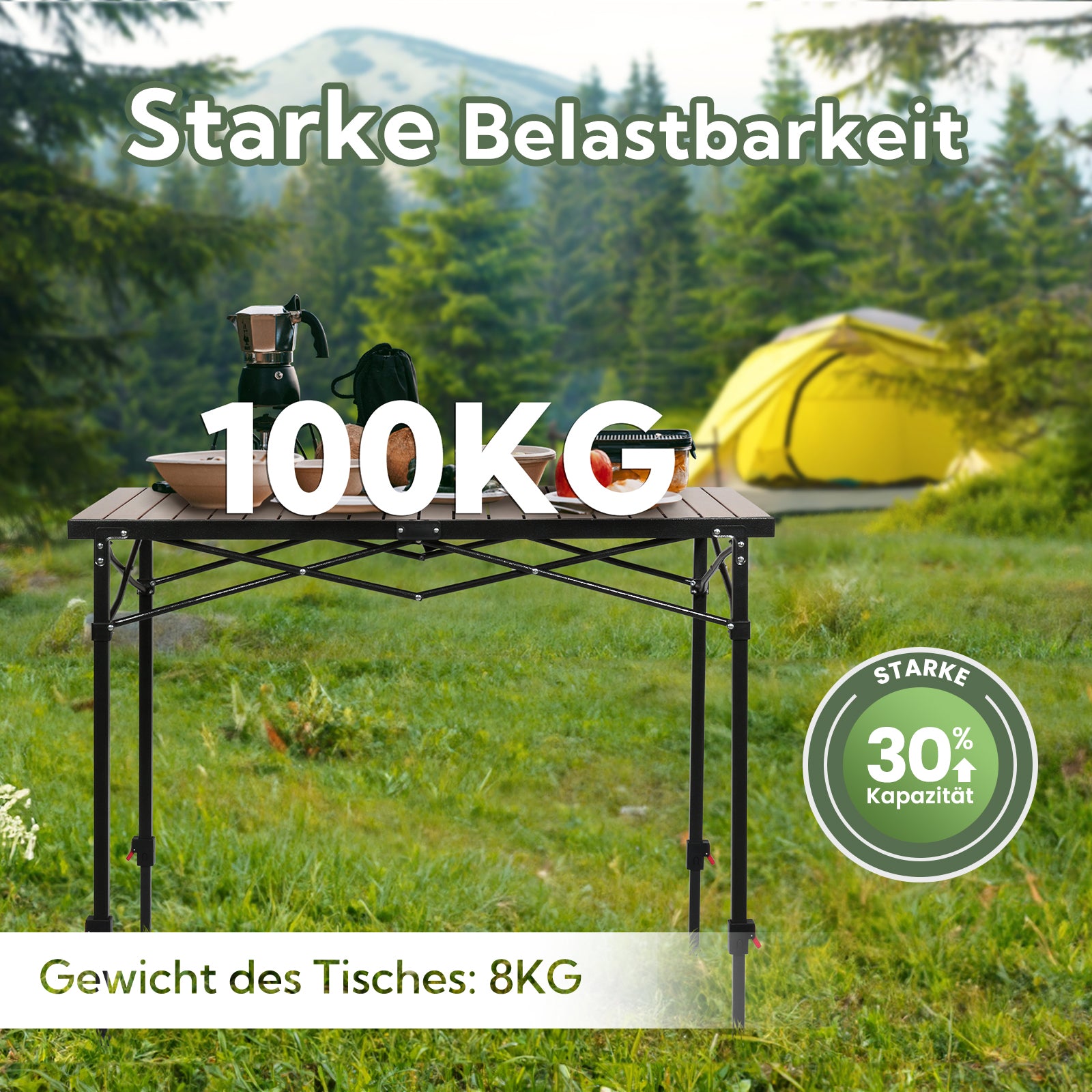 Höhenverstellbarer Campingtisch klappbar – Aluminium Gartentisch 120 × – Home-Feeling GmbH