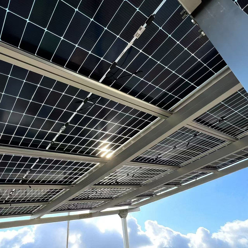 Doppelcarport Carport Gestell für 2 Autos inkl. 15 Solarmodule, Silber