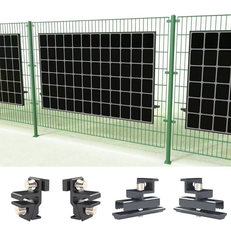 PV-Zaunklemmen 4er Set Schwarz – Solarhalterung für Doppelstabmatten, Direktmontage ohne Schiene