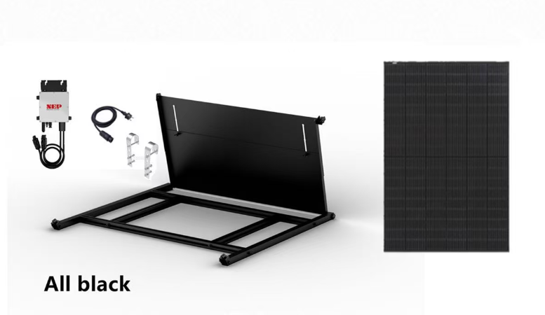 Balkonkraftwerk 400W Komplettset Schwarz – Plug & Play mit Mikro-Wechselrichter, Balkonhalterung & Aufständerung