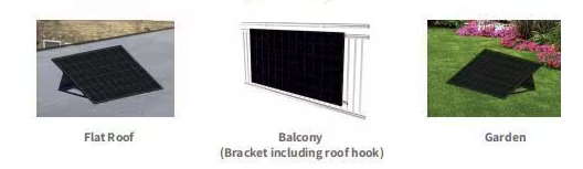 Balkonkraftwerk 400W Komplettset Schwarz – Plug & Play mit Mikro-Wechselrichter, Balkonhalterung & Aufständerung