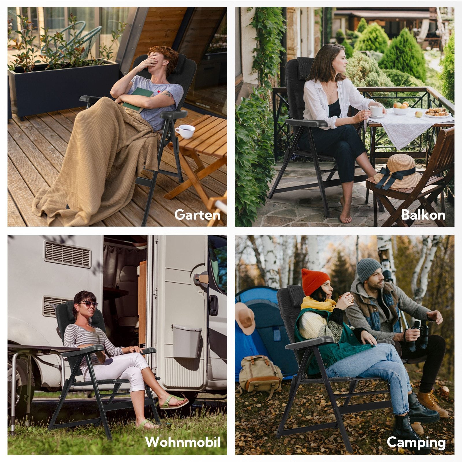 campingstuhl komfort klappbar Campingstuhl Hochlehner klappbar – Gepolsterter Gartenstuhl mit Kopfst – Home-Feeling GmbH