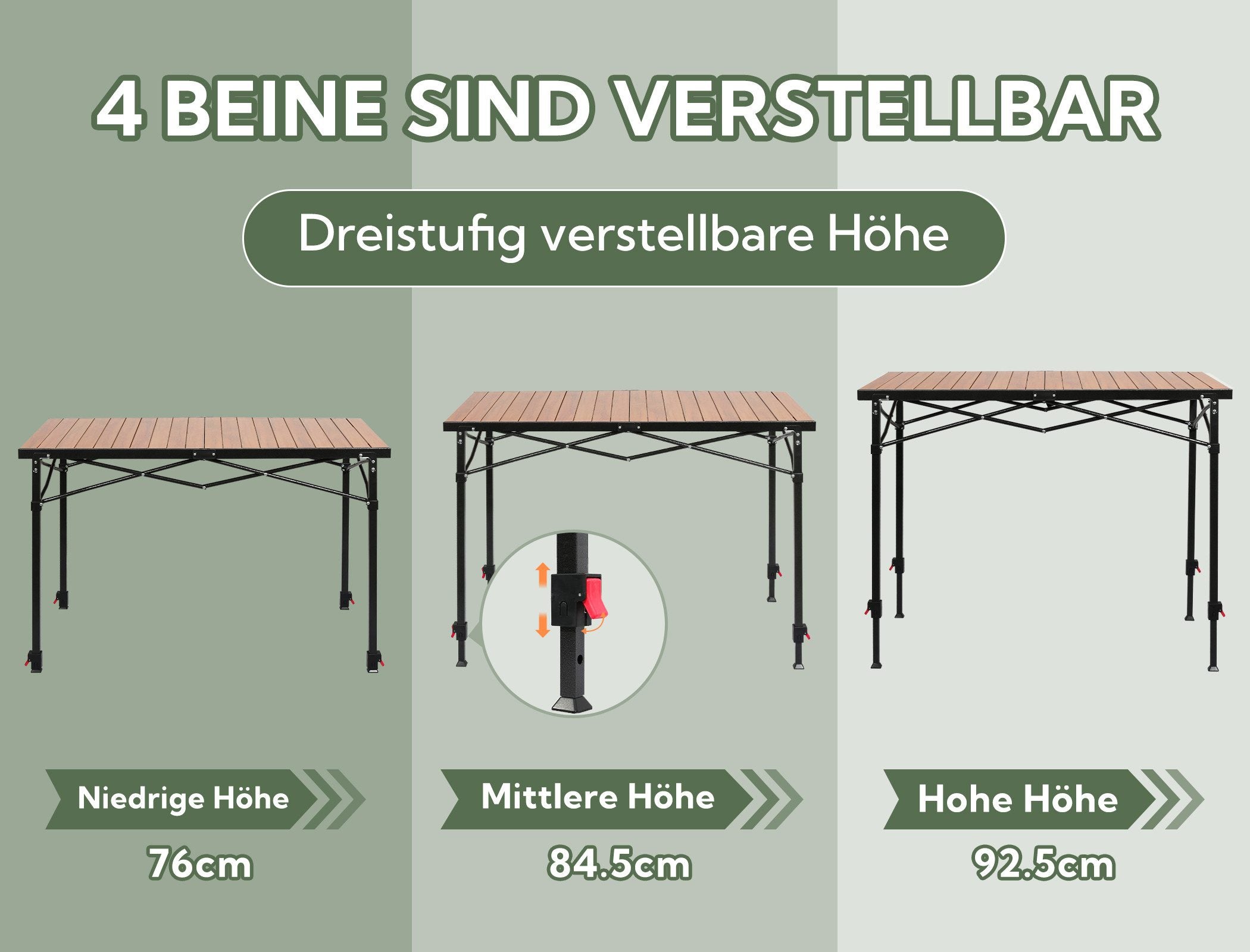 5-tlg. Gartenset Sitzgruppe – Klapptisch ca. 120x70 cm höhenverstellbar Holzoptik + 4 Hochlehner Schwarz/Weiß