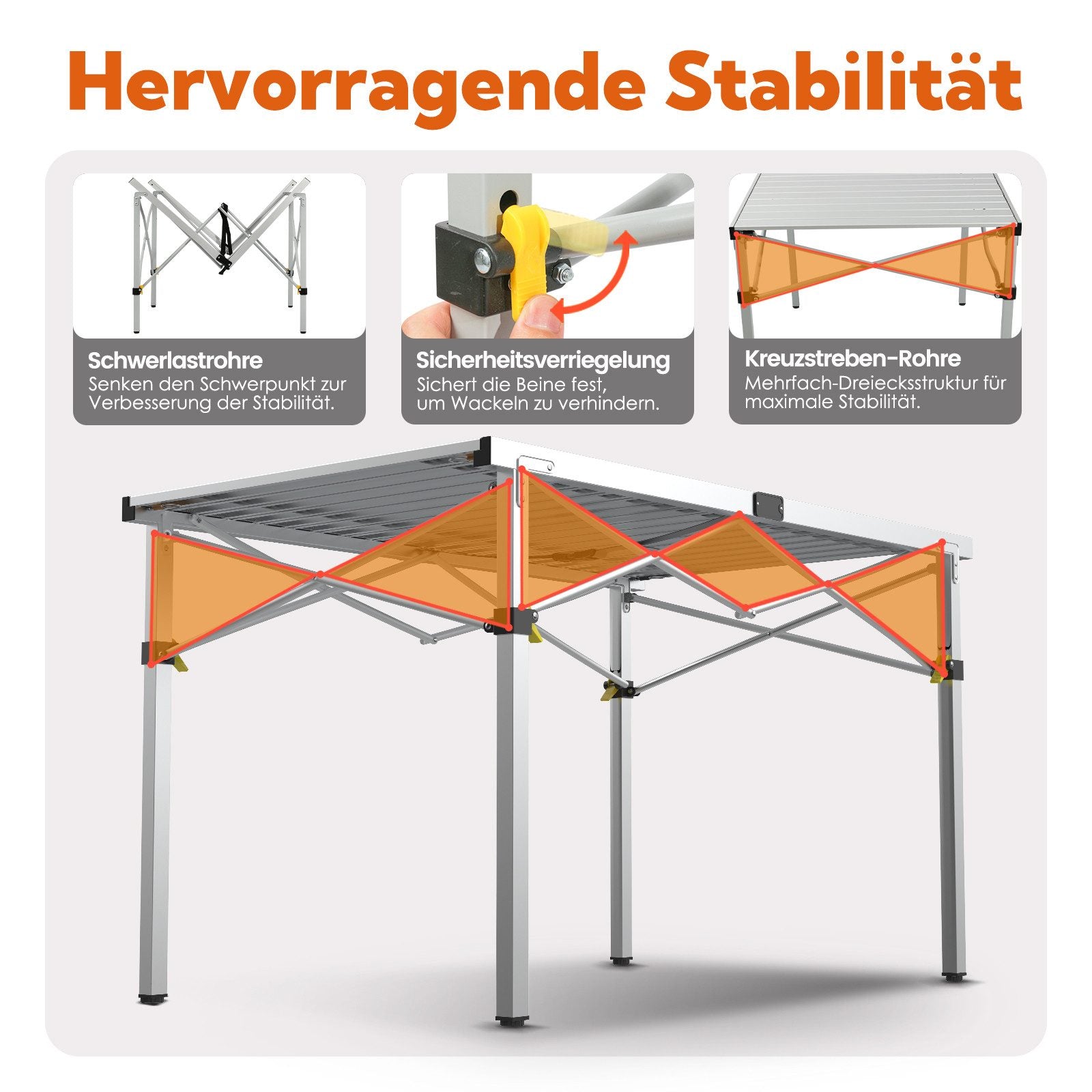 5-tlg. Gartenset Sitzgruppe – Klapptisch ca. 117x70 cm Aluminium + 4 Hochlehner Hellgrau