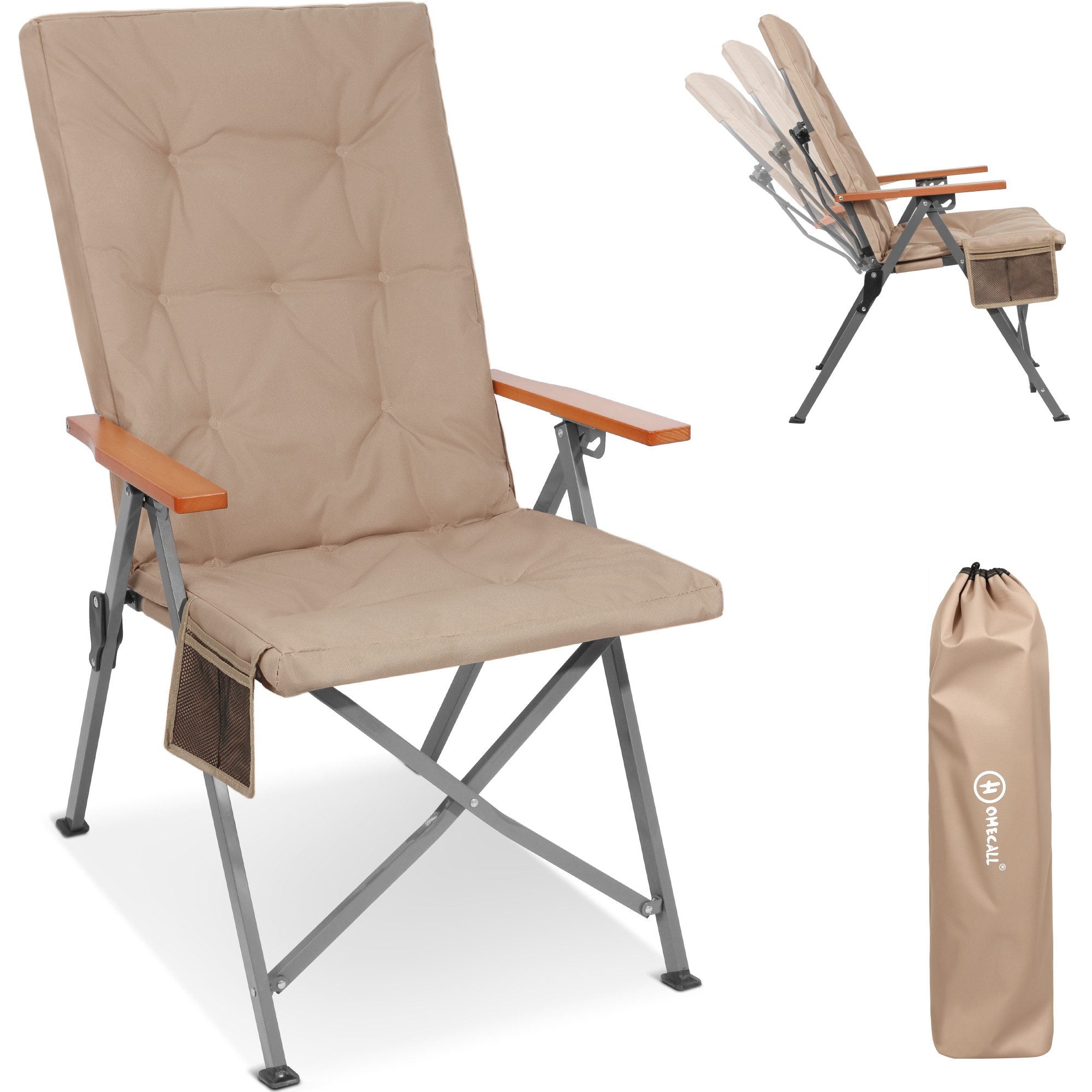 3-tlg. Gartenset Sitzgruppe – Klapptisch ca. 117x70 cm Holzoptik + 2 Hochlehner Beige