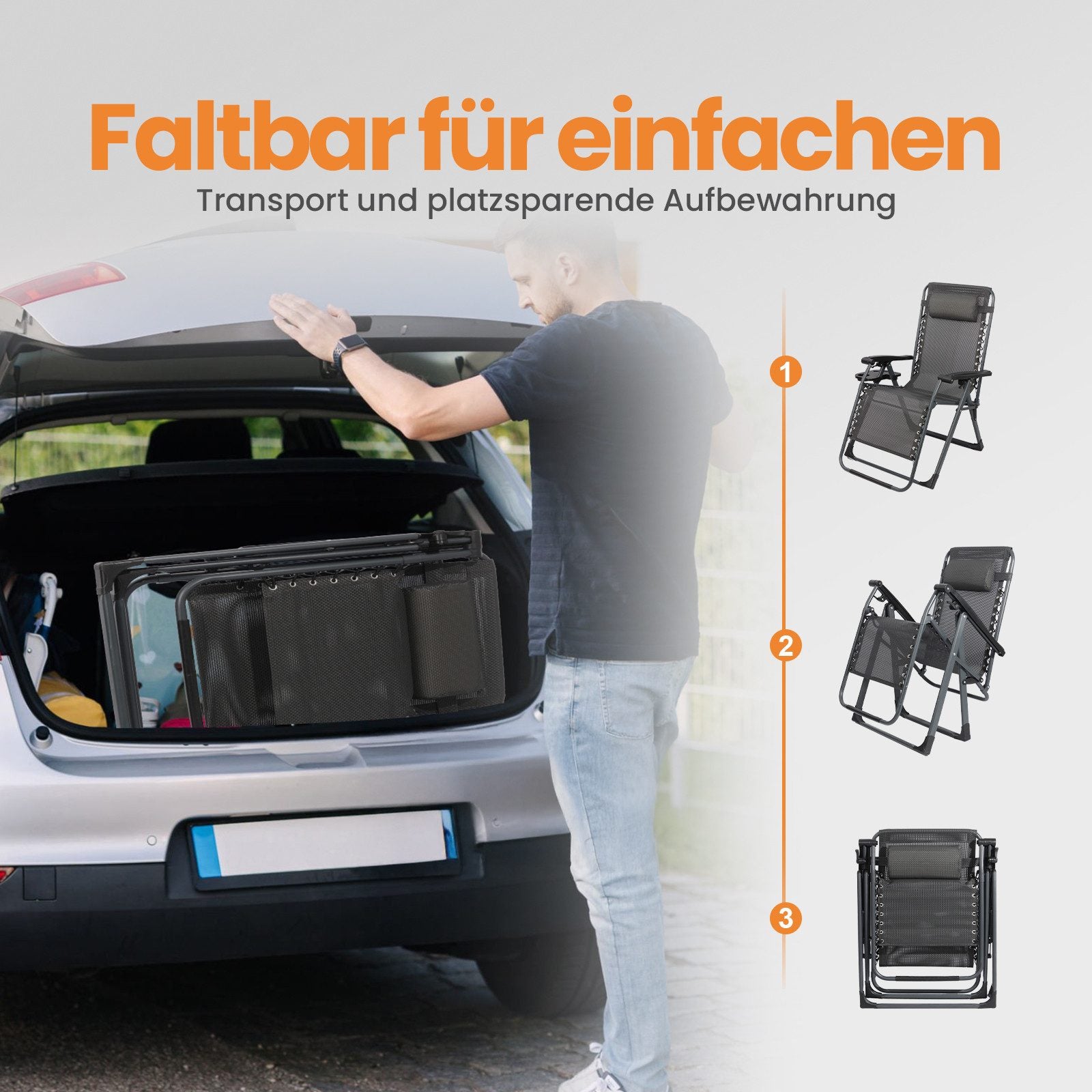 HOMECALL Zero Gravity Liegestuhl klappbar – Relaxliege mit Polster, Te – Home-Feeling GmbH