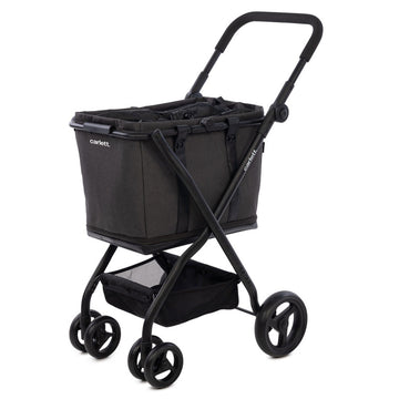 Einkaufstrolley klappbar 75L –  Shopping Trolley mit Bremse & Regenhülle, belastbar bis 32 kg, schwarz