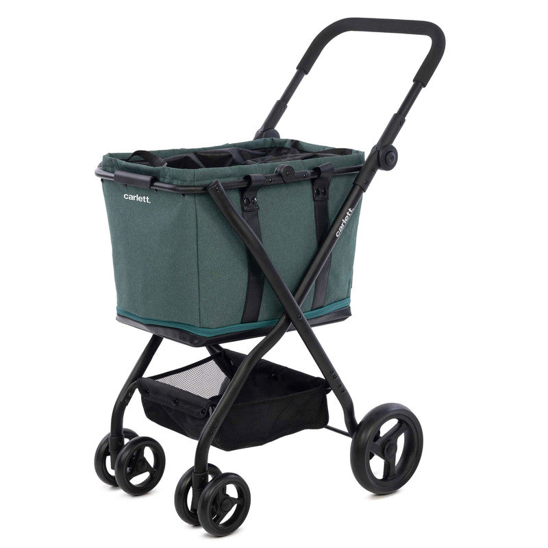 Einkaufstrolley klappbar 75L –  Shopping Trolley mit Bremse & Regenhülle, belastbar bis 32 kg, grün