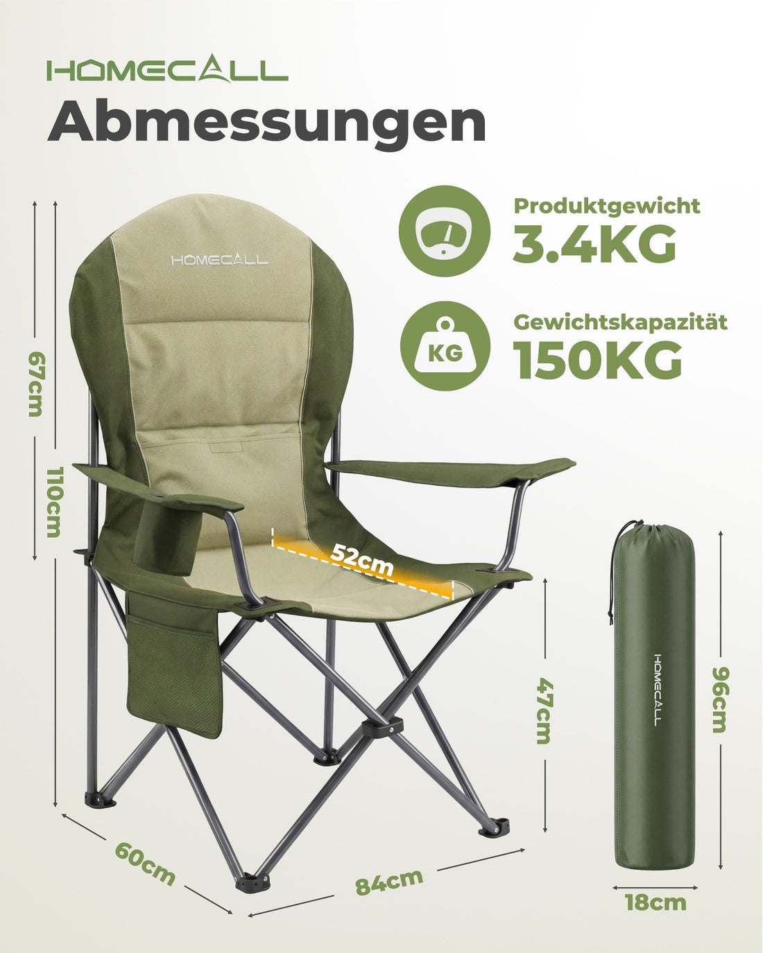 campingstuhl hochlehner 150 kg Campingstuhl faltbar Hochlehner – gepolsterter Outdoor-Klappstuhl bis – Home-Feeling GmbH