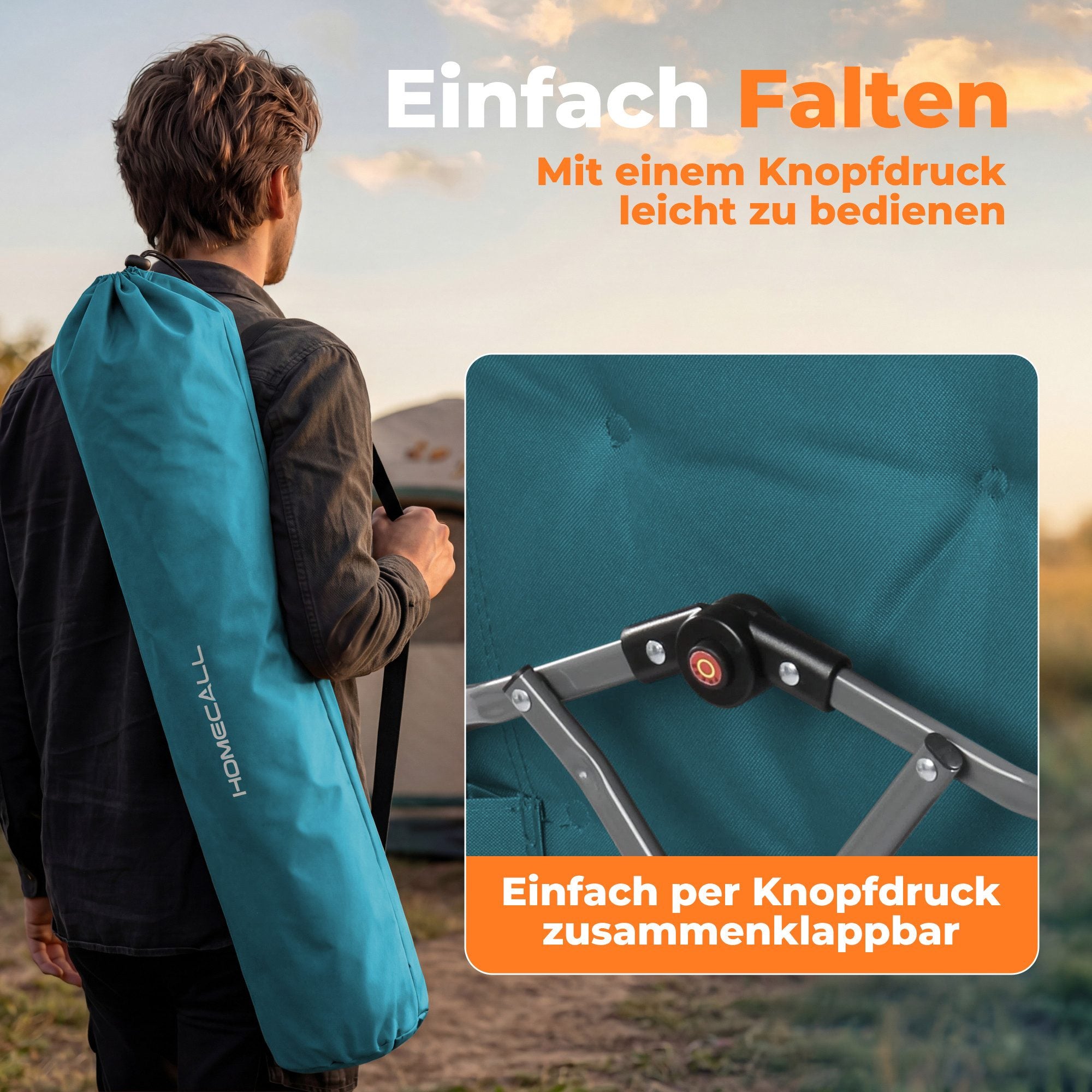 3-tlg. Gartenset Sitzgruppe – Klapptisch ca. 120x70 cm höhenverstellbar Holzoptik + 2 Hochlehner Marineblau