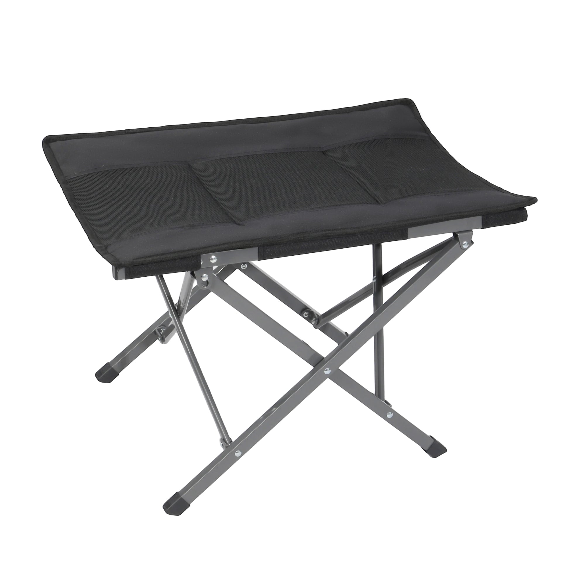 Campingstuhl klappbar mit Fußstütze – gepolsterter Outdoor-Stuhl mit 4-fach verstellbarer Rückenlehne, schwarz