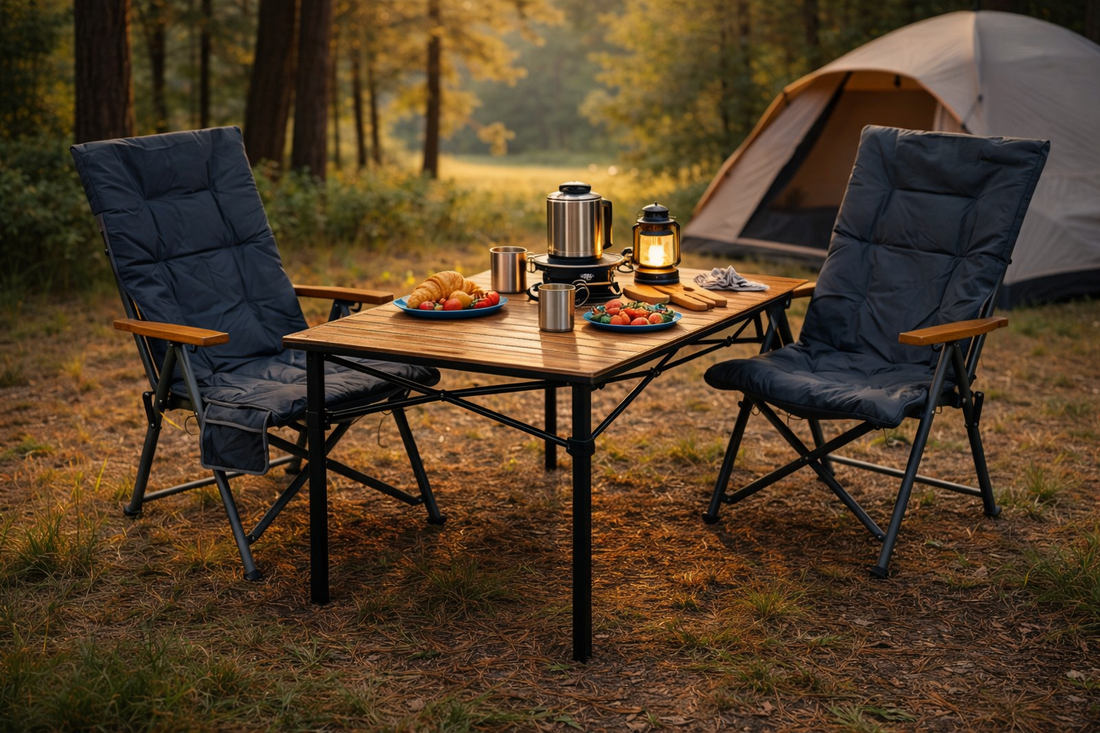 3-tlg. Gartenset Sitzgruppe – Klapptisch ca. 117x70 cm Holzoptik + 2 Hochlehner Dunkelgrau