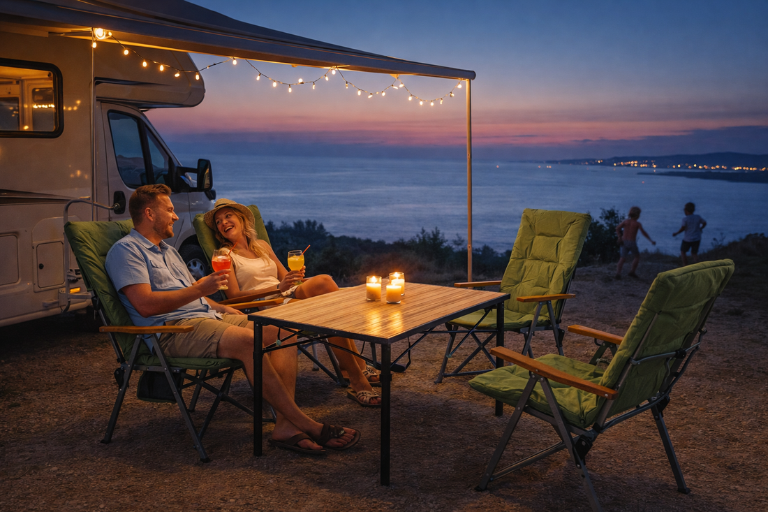 5-tlg. Gartenset Sitzgruppe – Klapptisch ca. 117x70 cm Holzoptik + 4 Hochlehner Grün