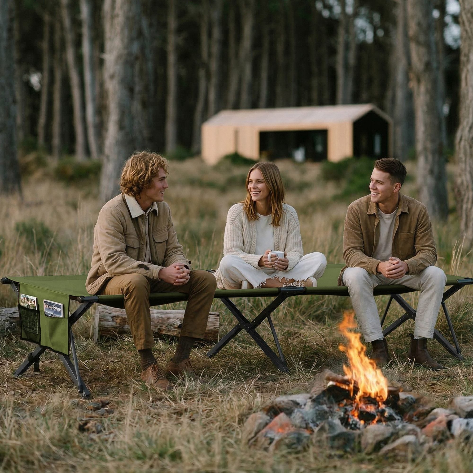 HOMECALL XXL Campingbett klappbar – stabiles Feldbett bis 200 kg, faltbares Outdoor- und Gästebett mit Tragetasche, Grün
