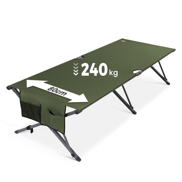 HOMECALL XXL Campingbett klappbar – stabiles Feldbett bis 200 kg, faltbares Outdoor- und Gästebett mit Tragetasche, Grün