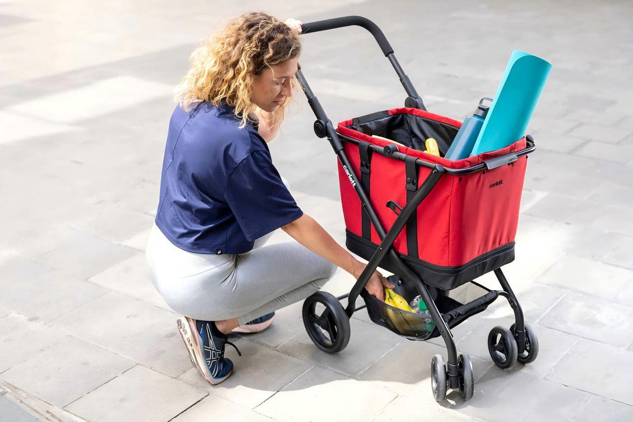 Einkaufstrolley klappbar 75L –  Shopping Trolley mit Bremse & Regenhülle, belastbar bis 32 kg, grau