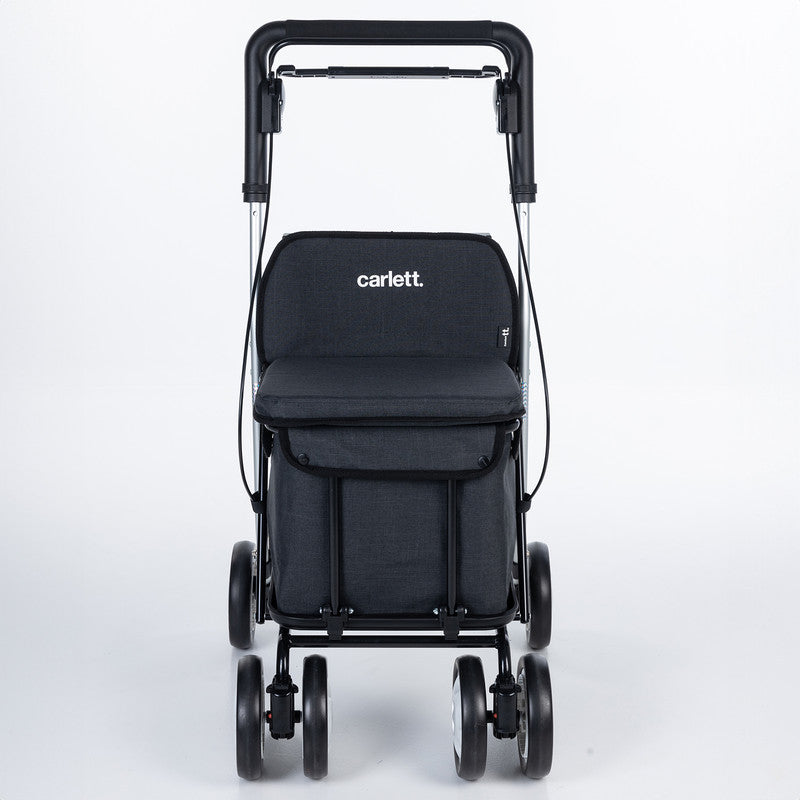 Einkaufswagen mit Sitz – Rollator Einkaufstrolley 36 L faltbar bis 125 kg belastbar,  Einkaufshilfe schwarz