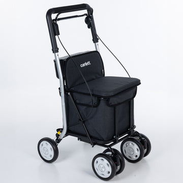 Carlett Einkaufstrolley mit Sitz – Rollator Einkaufswagen bis 125 kg belastbar, 36 L Tasche | B-Ware Sonderposten