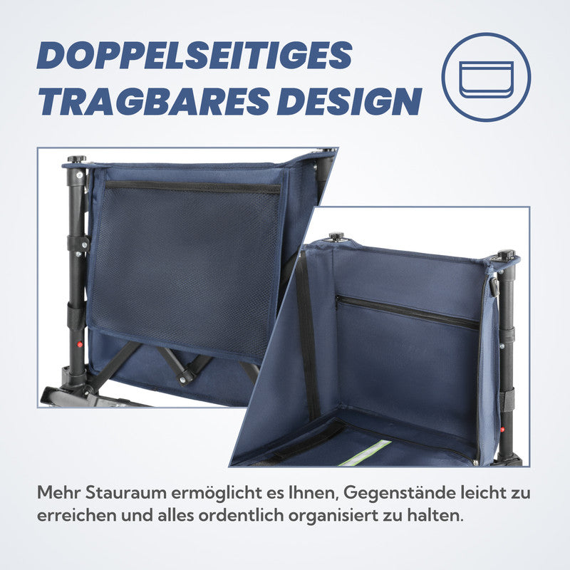 HOMECALL Bollerwagen klappbar 100 kg – faltbarer Handwagen mit erweiterbaren Seitenwänden & Reflektorstreifen | B-Ware Sonderposten