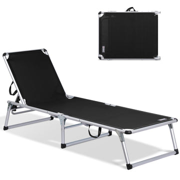 HOMECALL Sonnenliege klappbar Schwarz – leichte Aluminium Gartenliege mit 5-fach verstellbarer Rückenlehne schwarz | B-Ware Sonderposten