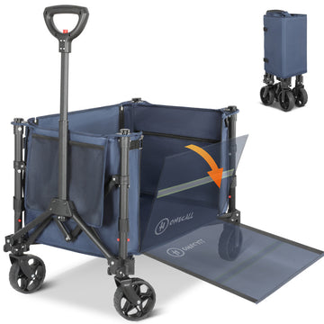 HOMECALL Bollerwagen klappbar 100 kg – faltbarer Handwagen mit erweiterbaren Seitenwänden & Reflektorstreifen | B-Ware Sonderposten