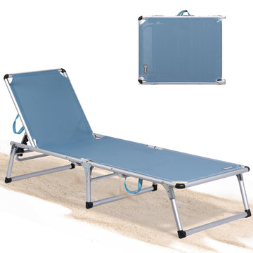 HOMECALL Sonnenliege klappbar – leichte Aluminium Gartenliege mit 5-fach verstellbarer Rückenlehne blau | B-Ware Sonderposten