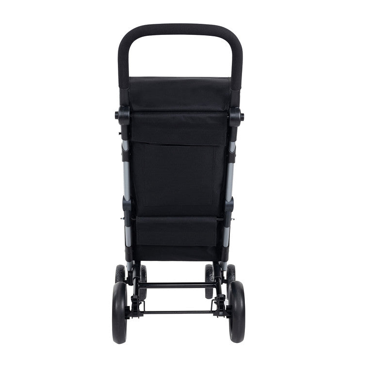 Einkaufstrolley klappbar mit Kühltasche 48 L – Einkaufswagen bis 25 kg belastbar | Faltbarer Shopping Trolley schwarz